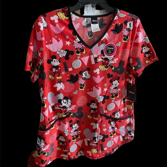 Valentine's Scrub V Neck Disney Top - Size Small Nurse Medical Dental Veterinary - Picture 5 of 9
